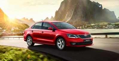 New Skoda Rapid 1.0 TSI Rider Front picture on red